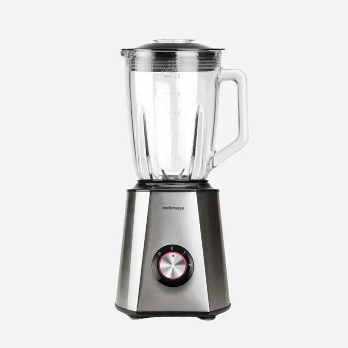 Mellerware – Blender Mixy! 1500W Bol Verre 15L 2 Vitesses + Turbo 6 Lames Inox Broyeur Glace Base Antidérapante Inox