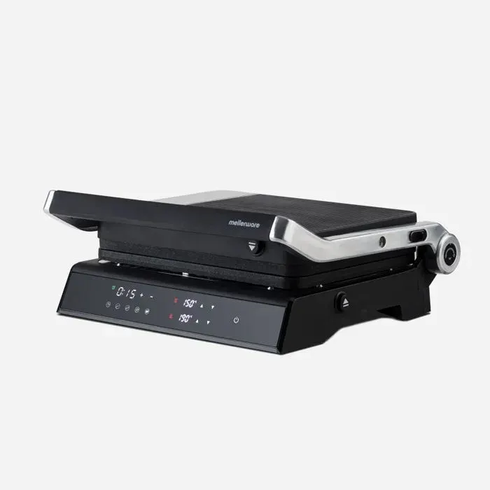 Mellerware – Grill Hotty! Digital 2000W 5 Programmes Plaques Amovibles 180 degrés 29×46 cm Sans PFOA