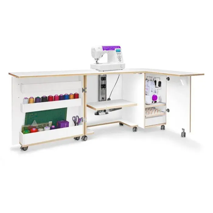 Meuble de couture pour machine à coudre et surjeteuse Couleur : Blanc
