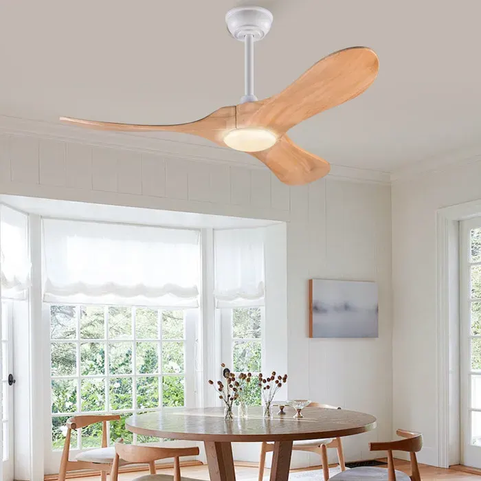 MEUBLIV Ventilateur de plafond lumineux 42 pouces 3 pales bois télécommande LED 3CCT 6 vitesses