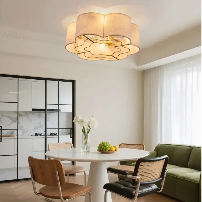MEULVA Plafonnier ventilateur 50 x 50 x 20 cm 4 douilles E26 6 vitesses télécommande et contrôle Bluetooth