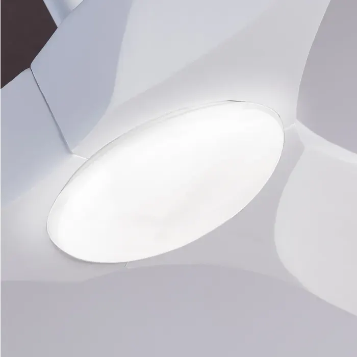 MEULVA Ventilateur de plafond 132 cm avec éclairage LED télécommande 3 pales blanches en bois moteur DC réversible