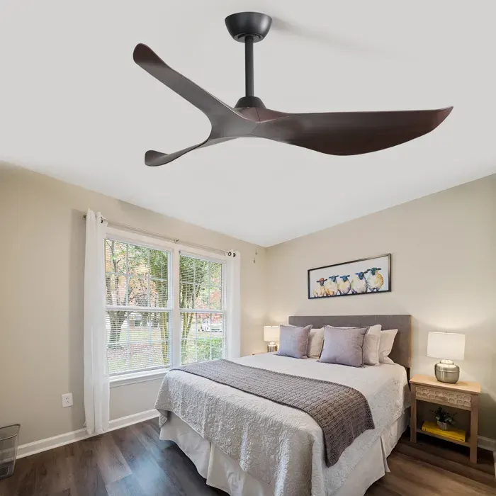 MEULVA Ventilateur de plafond 38 pouces sans lumière 6 vitesses moteur DC réversible silencieux télécommande noir