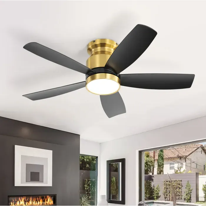 MEULVA Ventilateur de plafond 42 pouces avec lumière moteur DC réversible 5 pales ABS télécommande 6 vitesses