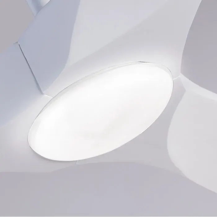 MEULVA Ventilateur de plafond 60 pouces avec éclairage LED 3 pales en bois blanc télécommande 6 vitesses réversibles