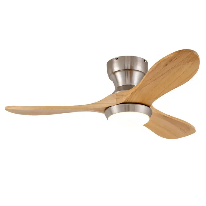 MEULVA Ventilateur de plafond 90 x 90 x 245 cm avec éclairage télécommande 3 pales en bois 6 vitesses