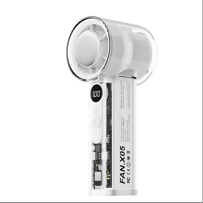 MICHLO Ventilateur portable rechargeable blanc avec écran digital – 5 vitesses silencieux