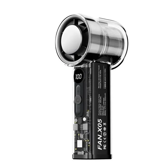 MICHLO Ventilateur portable rechargeable noir avec écran digital – 5 vitesses silencieux
