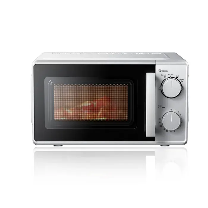 Micro-ondes 20 litres 700 W deux boutons minuterie 30 minutes 243 × 446 × 353 cm argent