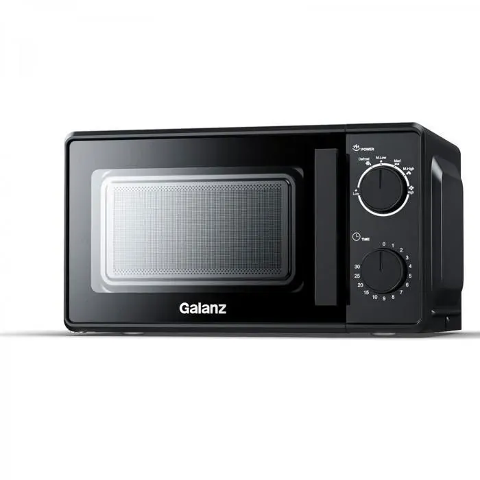 Micro-ondes 20L compact mécanique plateau verre rotatif cuisson homogène rapide et simplenoir