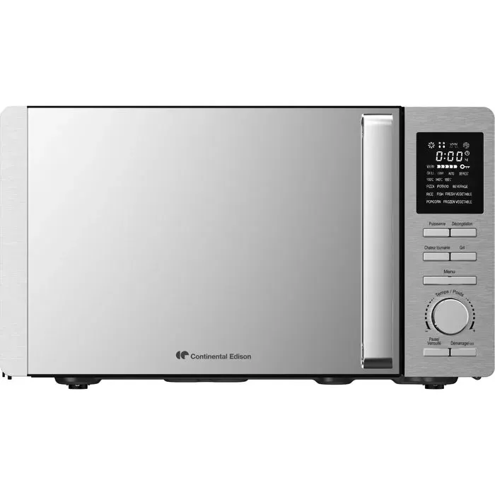 Micro-ondes combiné - CONTINENTAL EDISON - CEMO25SG13S3 - Silver - 25 L - Porte Miroir - 1400 W - Grill 1200 W - Convection 1200 W