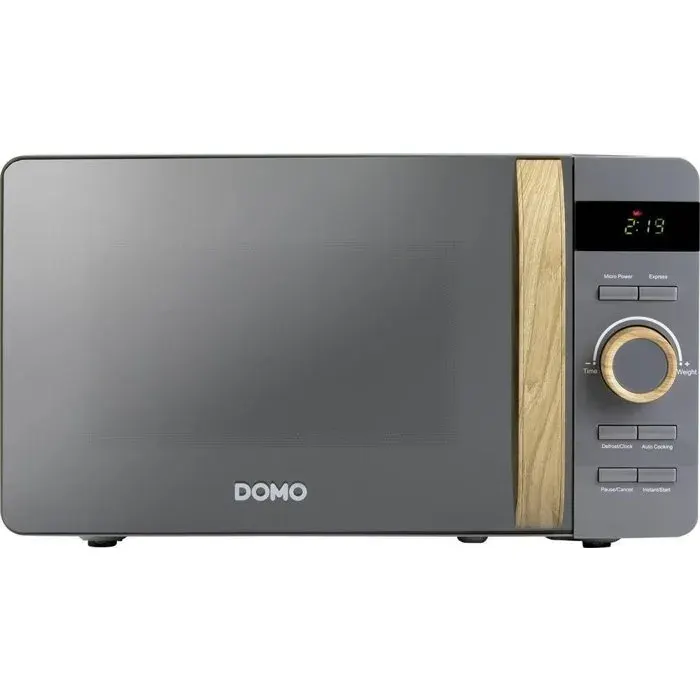 Micro-ondes - DOMO - DO3420 - Gris avec finition boisée - L451 x P347 x H258 cm - 20 L - 5 niveaux de puissance - 700W