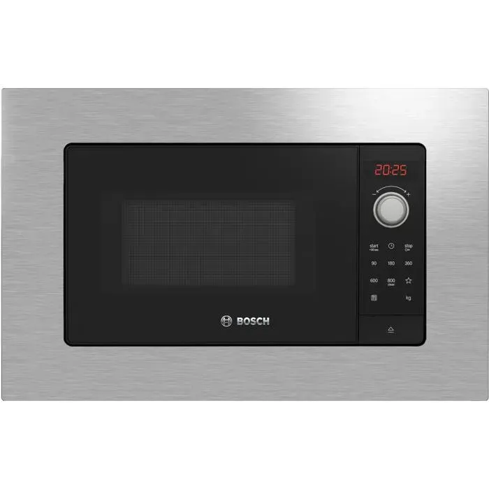 Micro-ondes encastrable en acier inoxydable - Bosch - 800 W - 20 l - Commande électronique - Affichage numérique