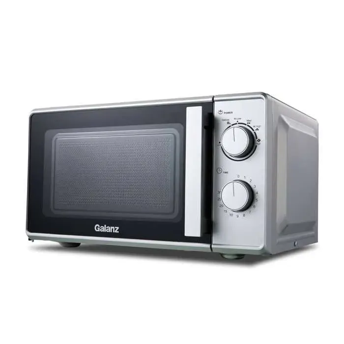 Micro-ondes Galanz 20L Argenté 700W – 6 Niveaux de Puissance Décongélation Minutée Plateau 360°Argent