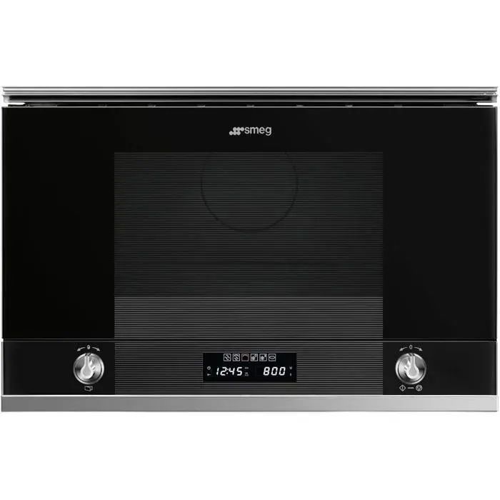 Micro-ondes grill encastrable noir et inox - SMEG - MP122N1 - 22 L - 850 W - Gril 1200 W - Ouverture latérale