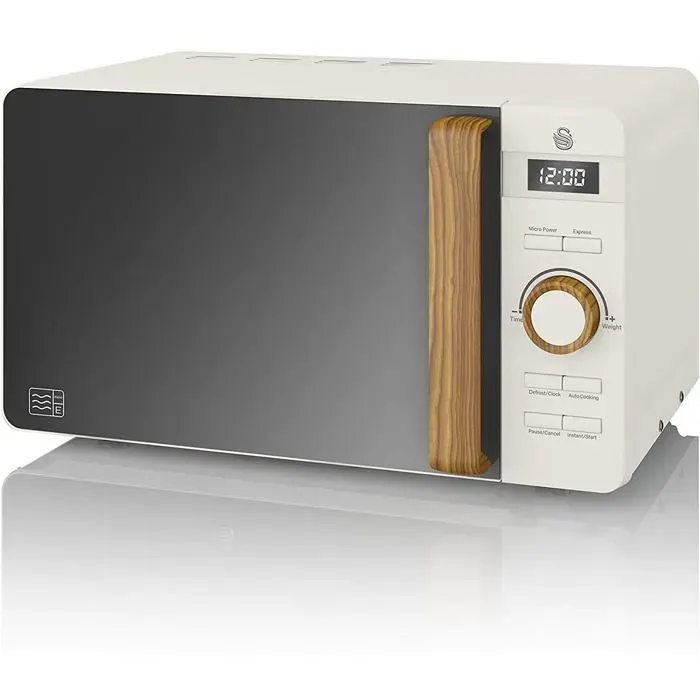 Micro-ondes numérique blanc mat - Swan - Nordic - 20 l - 800 W - 6 niveaux de puissance - Minuterie 30 min