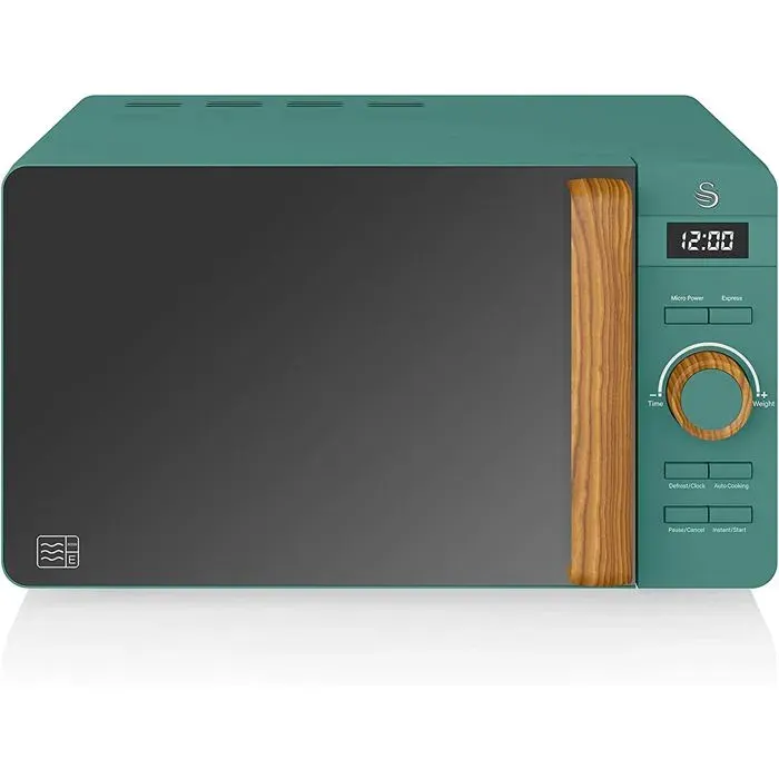 Micro-ondes numérique vert mat - Swan - 20 l - 800 W - 6 niveaux de puissance - Minuterie 30 min - Mode dégivrage