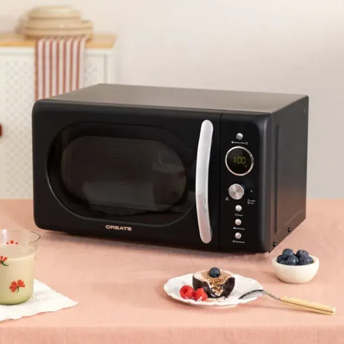 Micro-ondes rétro - Create - 20L - Gril 900W - Écran LCD - Facile à nettoyer