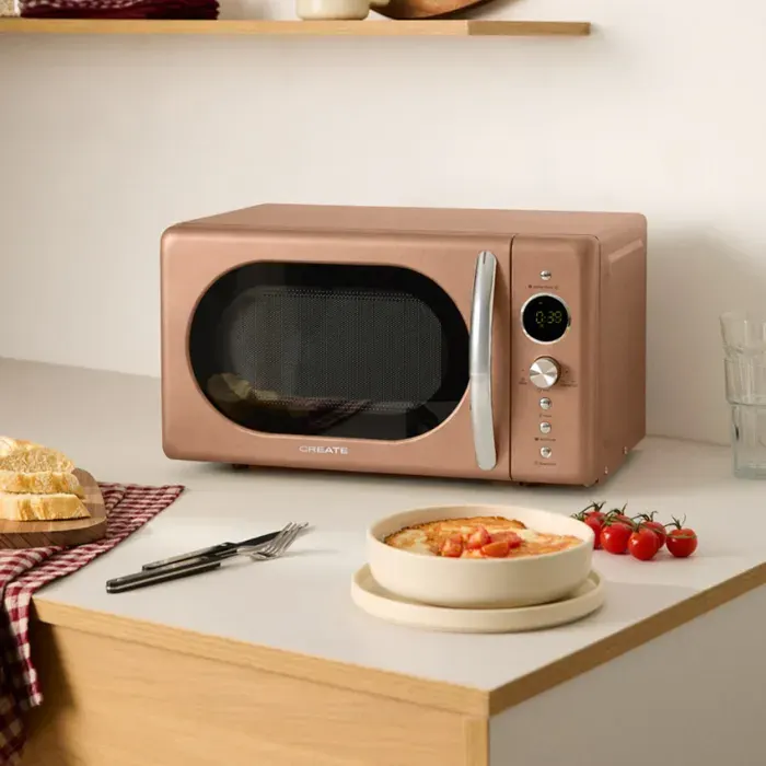 Micro-ondes rétro - CREATE - Capacité 20L - Gril numérique 900W - Style vintage - Plateau 245 mm