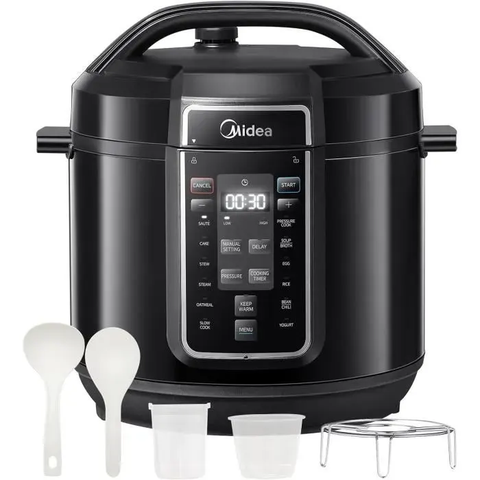 Midea Multicuiseur électrique 8 L 12 programmes (9-en-1) Inox Noir - 1200 W