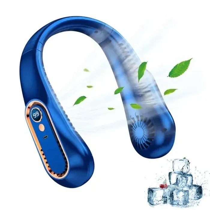 MIJIA Ventilateur de Cou Portable sans Fil - Charge USB - Puissance 1200mAh - Pour Domicile Bureau Voyage Sport Plein Air，Bleu