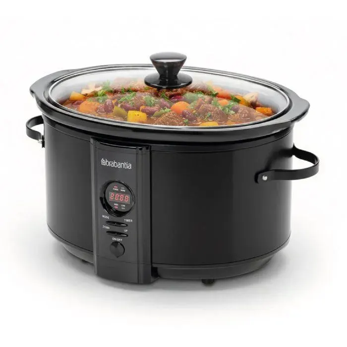 Mijoteuse Électrique Brabantia 65 L 320 W – Cuve Céramique Amovible – Fonction Maintien au Chaud – Noir – Slow Cooker – BBEK1083MB