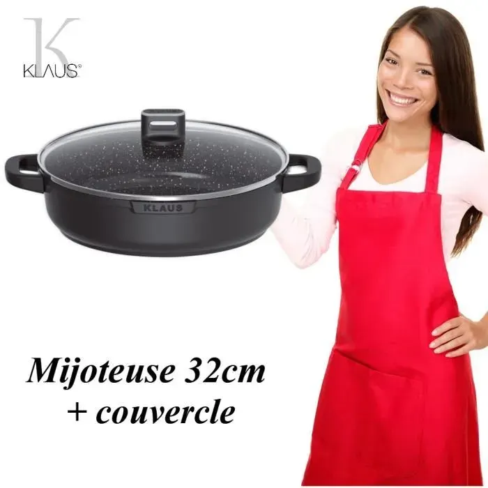 Mijoteuse - KLAUS - 32cm - Antiadhésif - Pierre granité céramique - Compatible induction