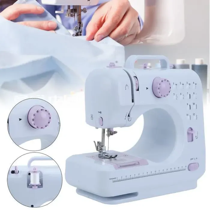 MINI 355*163*325MM Machine automatique à coudre avec Pied presseur à double fil FHSM-702