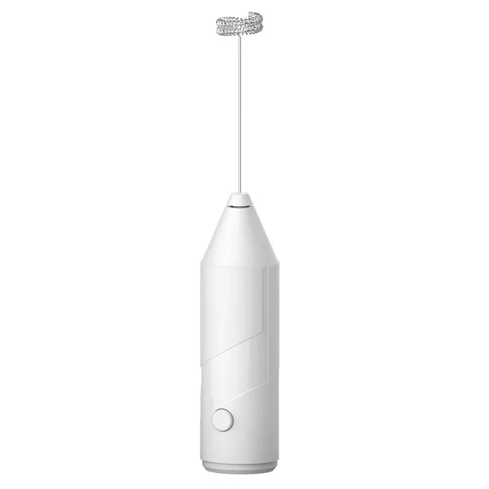 Mini agitateur électrique de crème de mousseur de lait tenu dans la main (blanc)