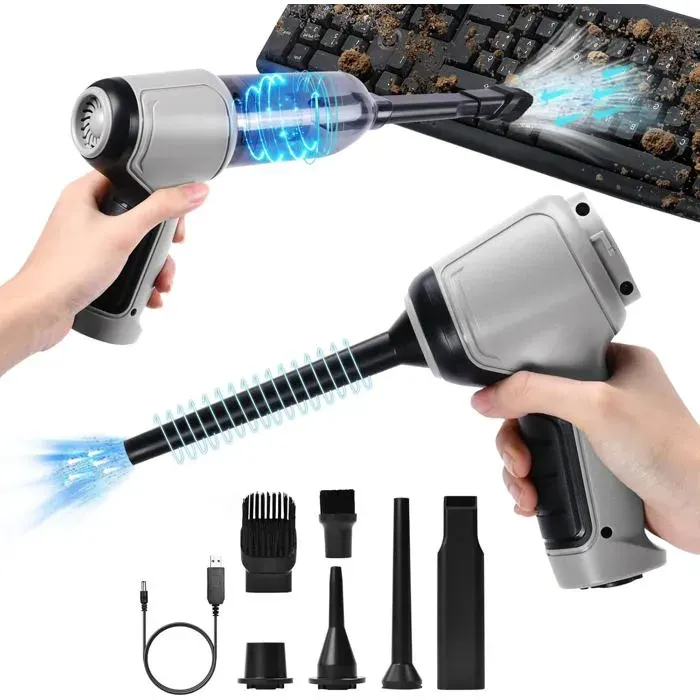 Mini Aspirateur à Main 3 en 1 Aspirateur Sans Fil 9000Pa 120W USB pour Voiture Animaux Clavier Bureau et Maison
