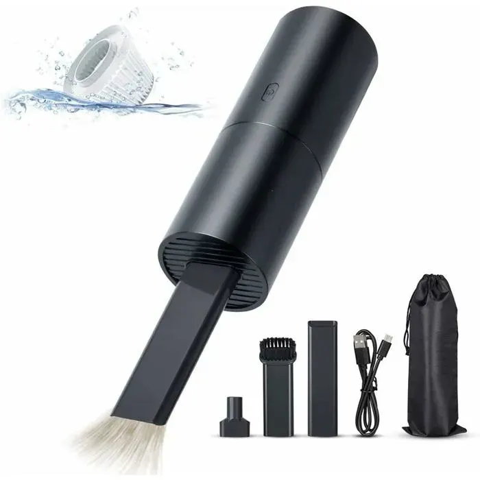 Mini Aspirateur Aspirateur à Main sans Fil Rechargeable USB Puissant 2 en 1 Succion Souffler Portatif Léger Aspirateur à Voiture
