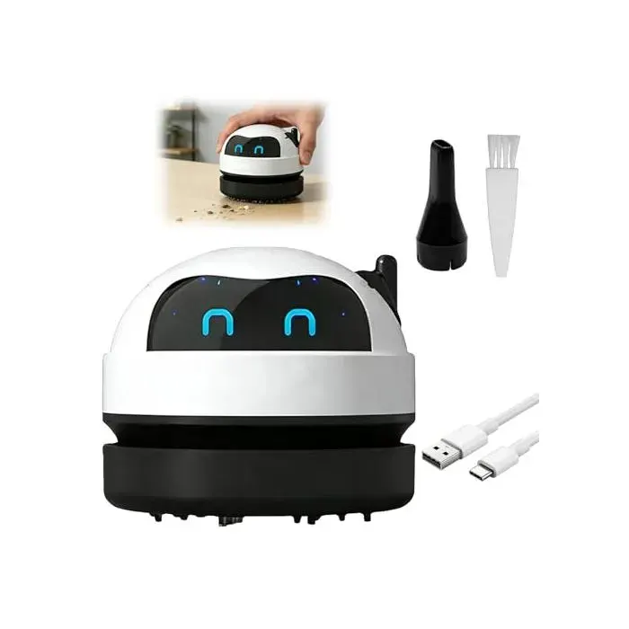 Mini Aspirateur de Table USB Rechargeables360° silencieuseBlanc