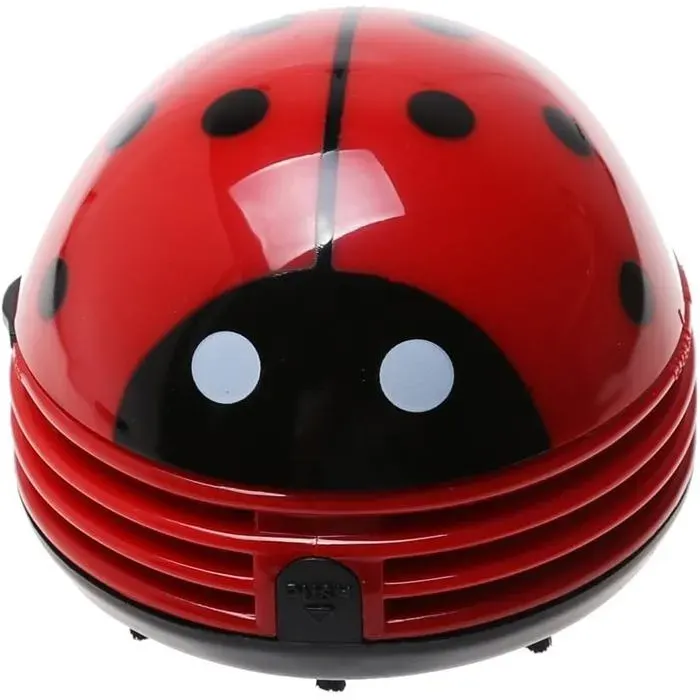 Mini aspirateur en forme de coccinelle – idéal pour nettoyer la poussière des tables bureaux coussins et voitures.