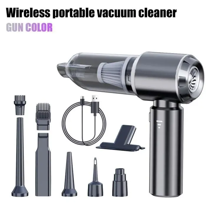 Mini aspirateur portable 100 W 90 000 PA -noir - sans fil- rechargeable -moteur sans balais -haute puissance - pour voiture-maison