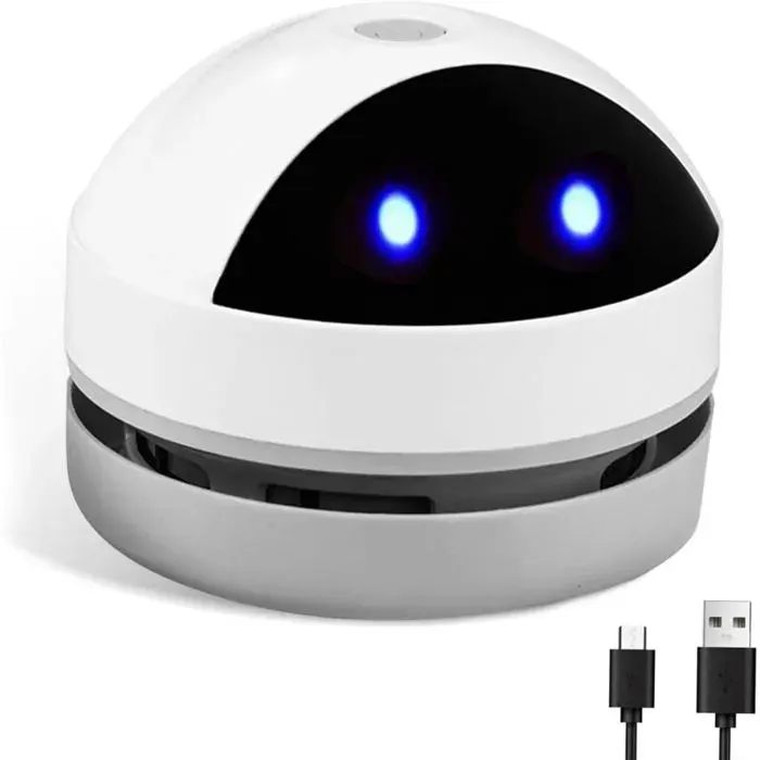 Mini aspirateur portatif rechargeable USB sans fil forte aspiration pour tables bureaux coussins voitures claviers blanc