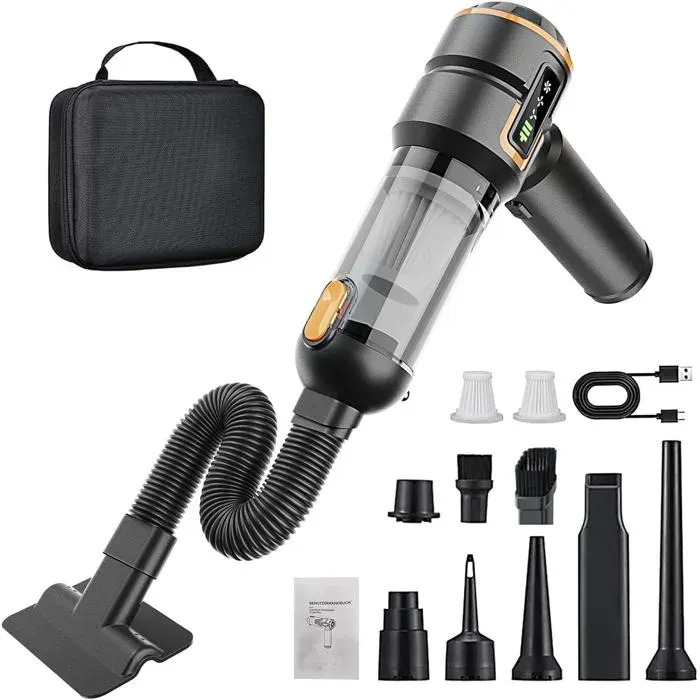 mini aspirateur voiture sans fil - 23000Pa puissance d’aspiration - 3 vitesses - batterie 6000 mAh