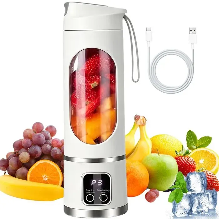 Mini blender 450ml avec 12 lames USB pour voyage et cuisine – mixeur nomade Meoiruery