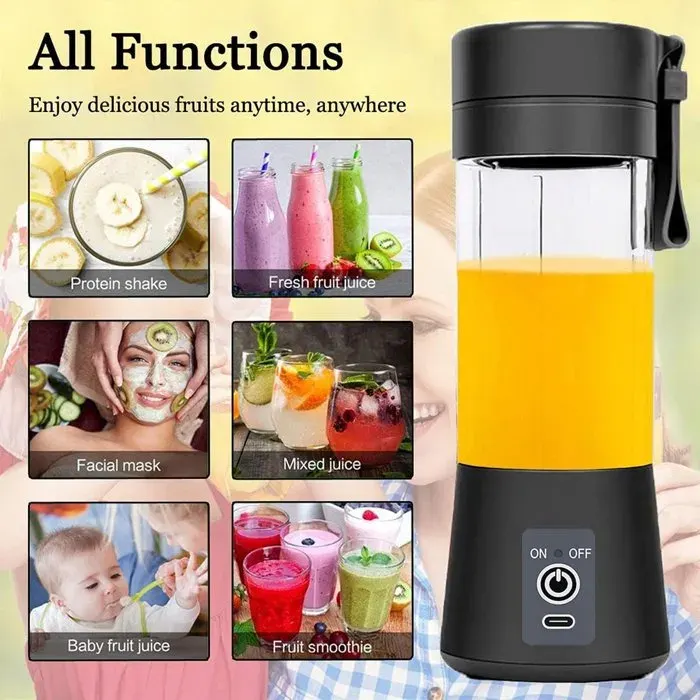 Mini blender-Appareil à smoothies-Mini blender rechargeable-Blender portable-Extracteur de jus de fruits-Noir