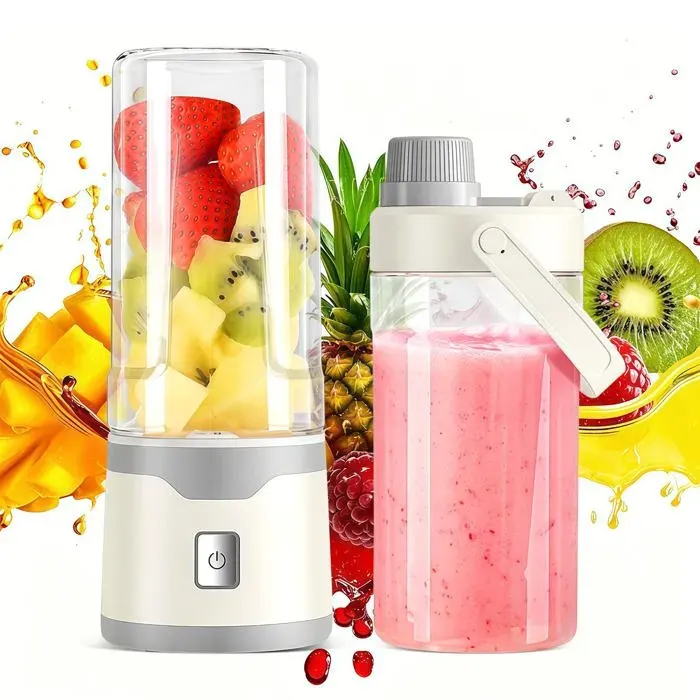 Mini blender smoothie 450ml mixeur portable avec couvercle voyage rechargeable USB 12 lames vert Aucuneary
