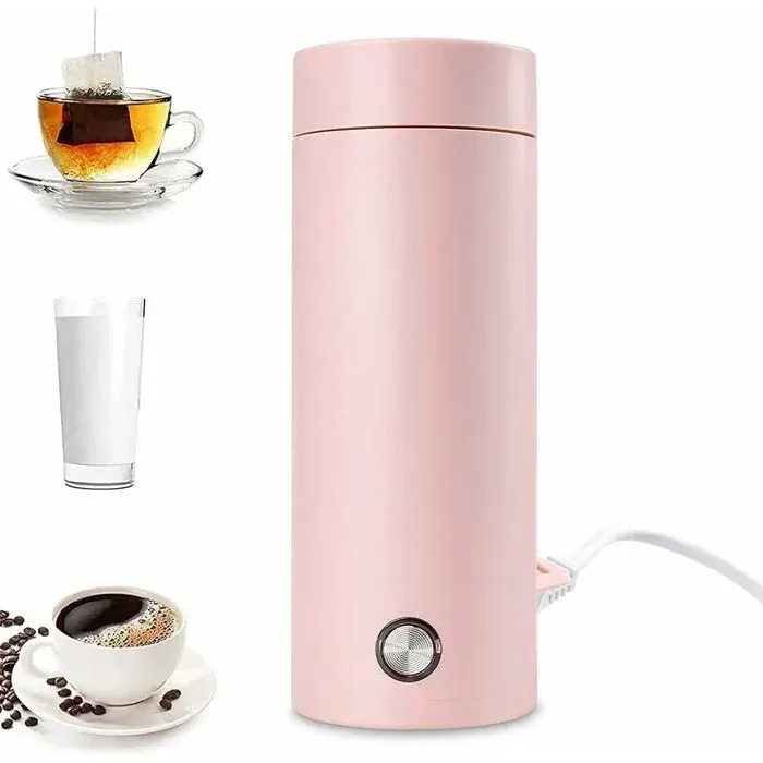 Mini Bouilloire Electrique de Voyage 400 ml Petite Bouilloire Electrique Inox 3 en 1 Tasse Chauffante Electrique