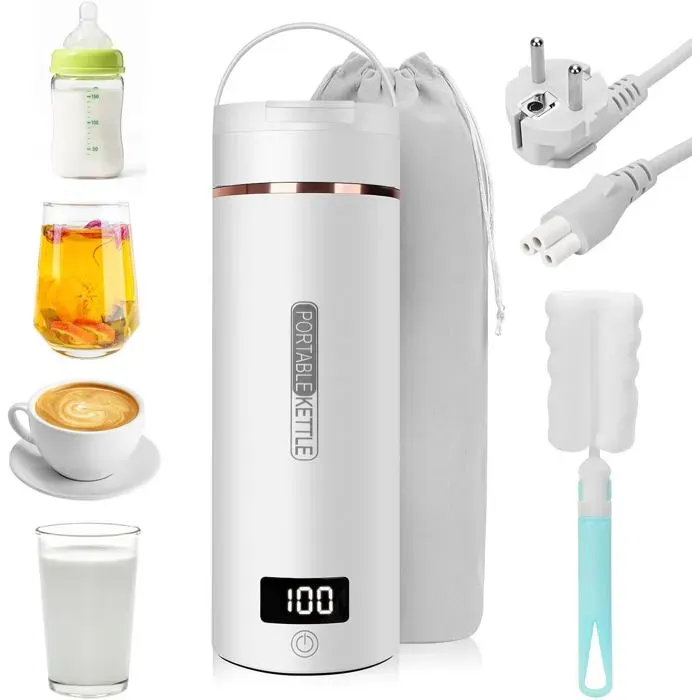 Mini Bouilloire Electrique De Voyage400Ml Bouilloire Portable De Voyage Avec 6 Réglages De TempératureChauffage Automatiquement