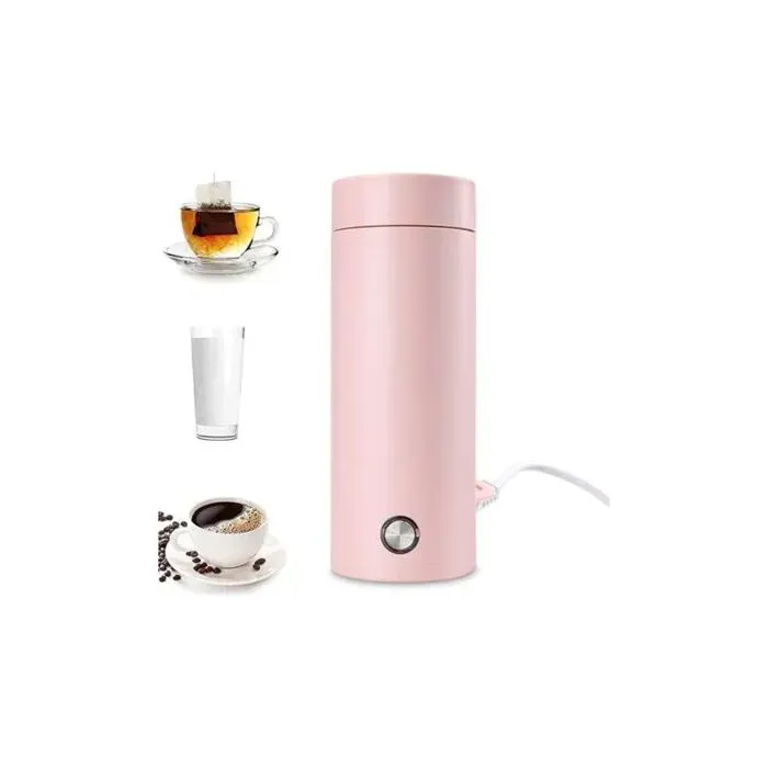 Mini Bouilloire Voyage 400ml 3en1 Tasse Chauffante Inox Rose