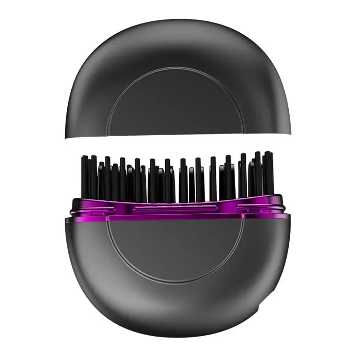 Mini brosse de coiffage sans fil - Brosse chauffante portable en céramique - Lisseur de voyage avec batterie 1200 mAh - Antistatique