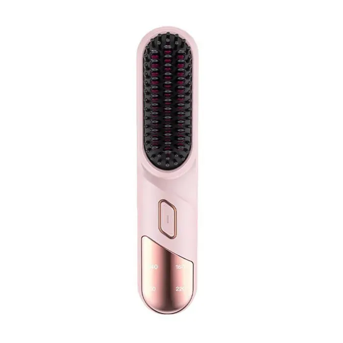 Mini brosse lissante pour cheveux rose - TepidBee - sans fil 35w 4000mah portable 4 réglages température lisseur cheveux en cérami