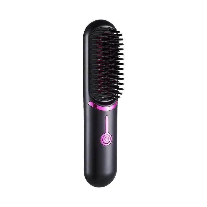 Mini brosse lissante sans fil Peigne lisseur portable avec chargement USB pour femmes Brosse lissante négative anti-brûlure et a