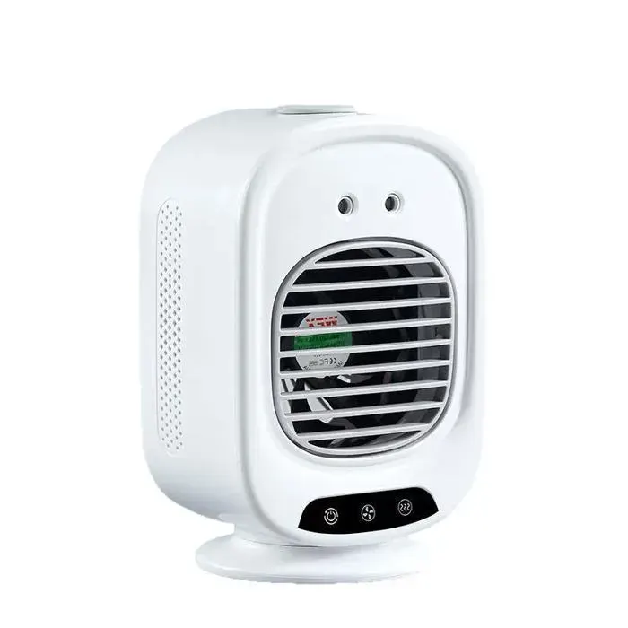 Mini climatiseur portable - FOCLATUNER - Mini USB - Ventilateur brumisateur 2-en-1 - Rechargeable USB - Silencieux 36 dB — coloris Blanc