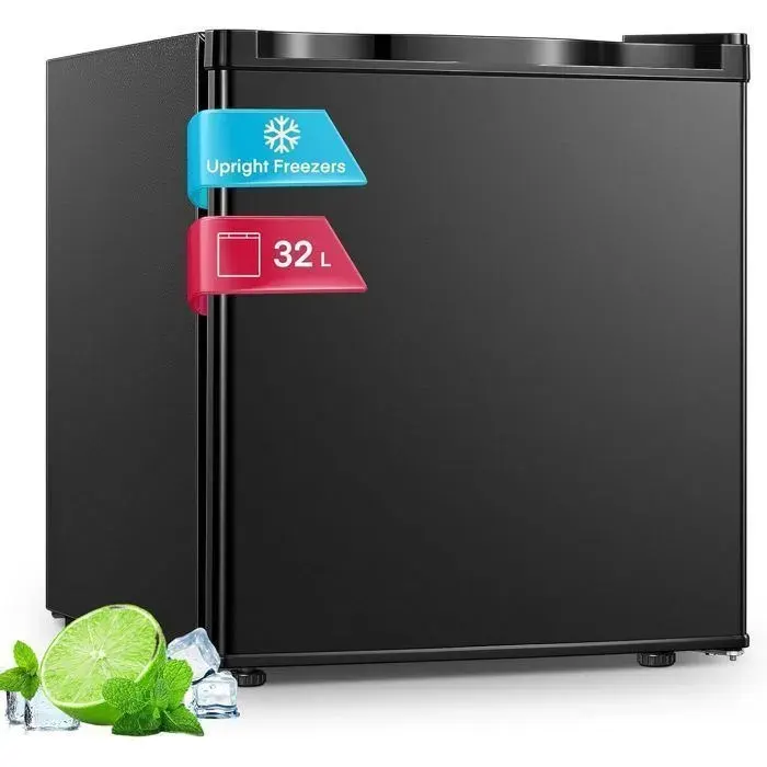 Mini Congélateur 32L Pieds Réglables en Hauteur Économie dÉnergie et Silencieux pratique dans le Bureau/Hôtel/Maison Noir