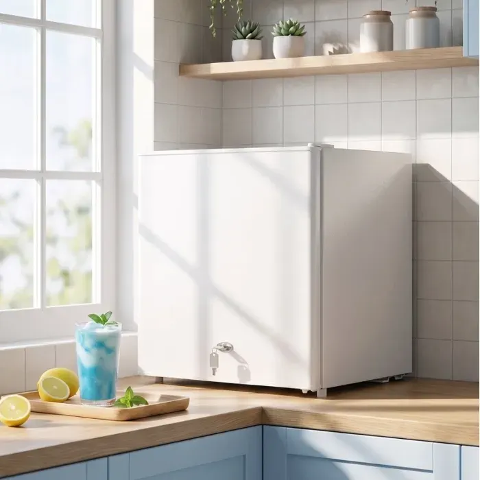 Mini congélateur pose libre 35 L – Blanc – Température réglable – Porte réversible – R600a