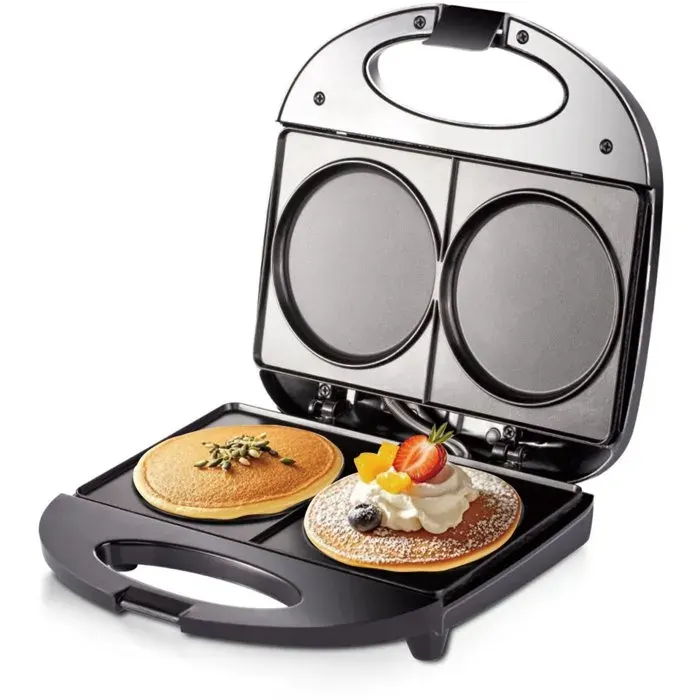 Mini-crêpière électrique - DEMA - Double plaque de cuisson - Revêtement antiadhésif - Cuisson rapide en 5 minutes