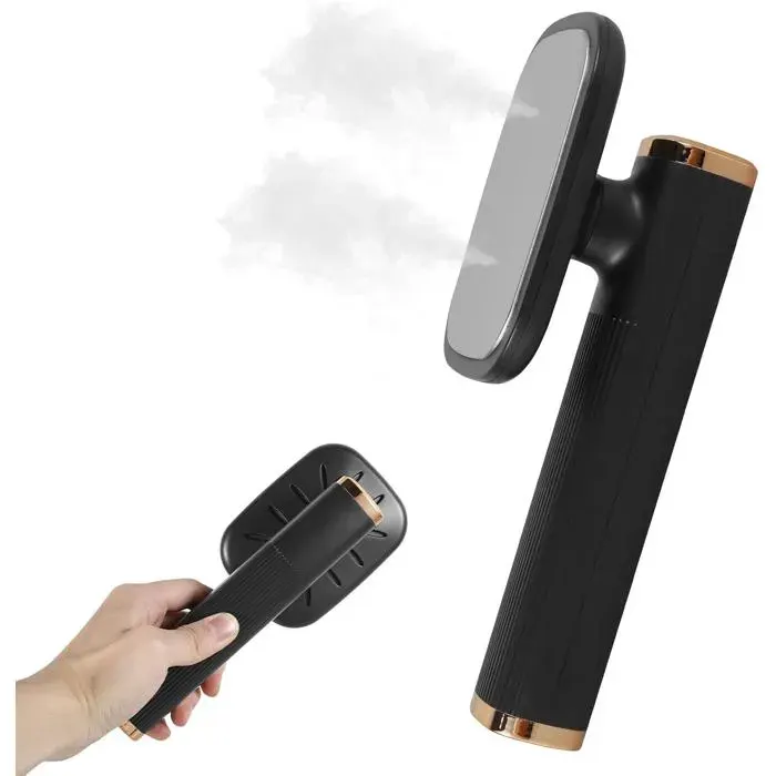 Mini défroisseur vapeur portable pliable à main pour vêtements à la maison et voyages (noir) .